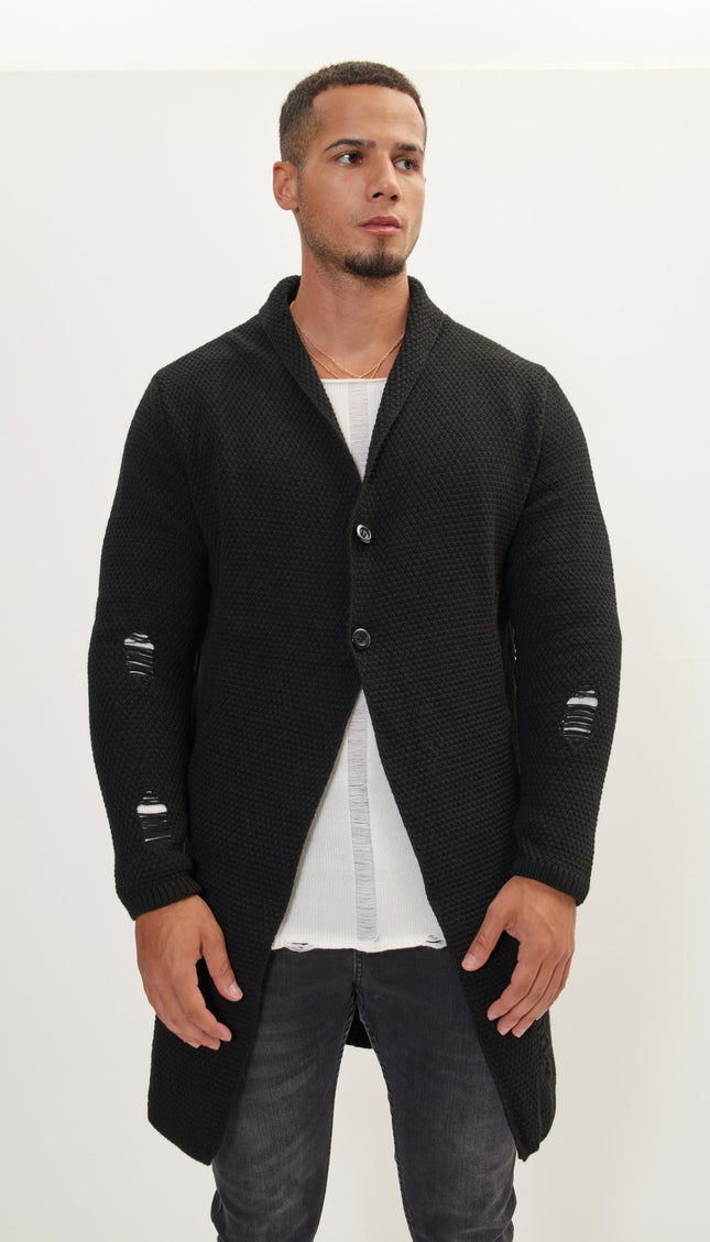 Distorted Knitted Cardigan - Black - Ron Tomson