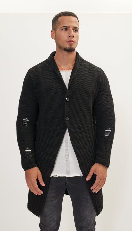 Distorted Knitted Cardigan - Black - Ron Tomson