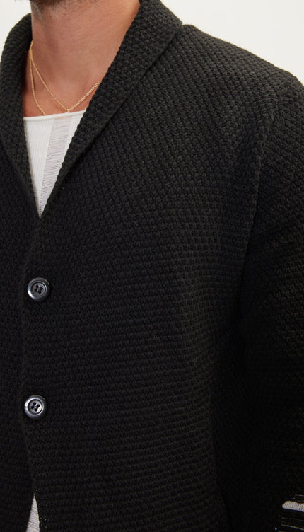 Distorted Knitted Cardigan - Black - Ron Tomson