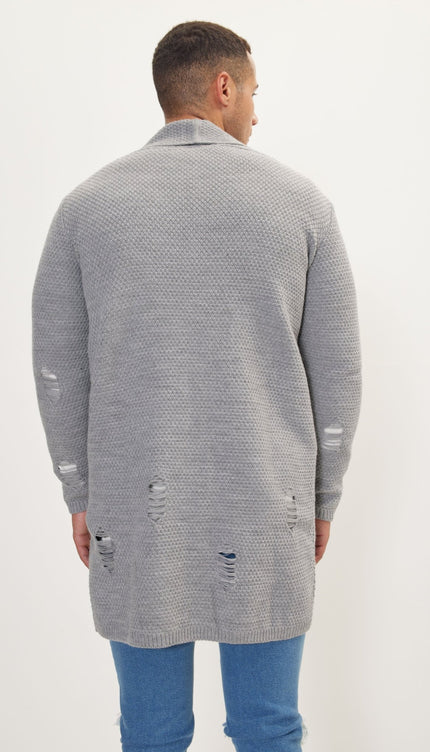 Distorted Knitted Cardigan - Grey - Ron Tomson