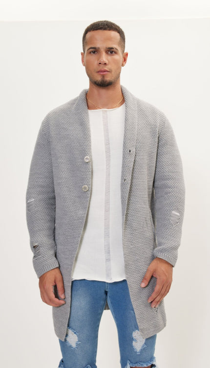 Distorted Knitted Cardigan - Grey - Ron Tomson