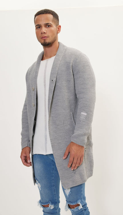 Distorted Knitted Cardigan - Grey - Ron Tomson