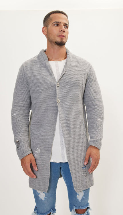 Distorted Knitted Cardigan - Grey - Ron Tomson