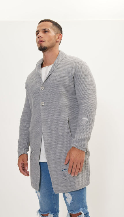 Distorted Knitted Cardigan - Grey - Ron Tomson