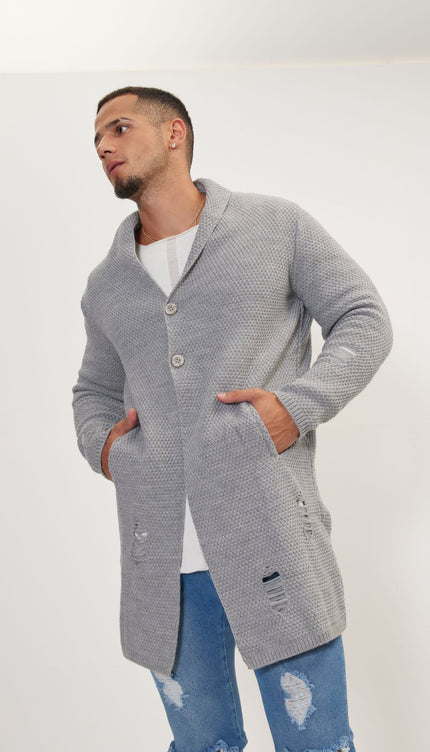 Distorted Knitted Cardigan - Grey - Ron Tomson