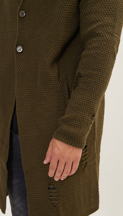 Distorted Knitted Cardigan - Khaki - Ron Tomson