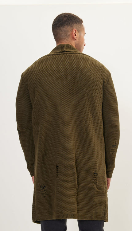 Distorted Knitted Cardigan - Khaki - Ron Tomson