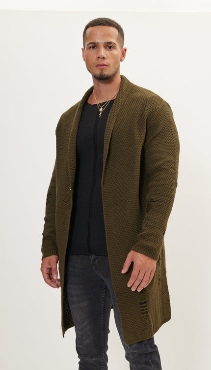 Distorted Knitted Cardigan - Khaki - Ron Tomson