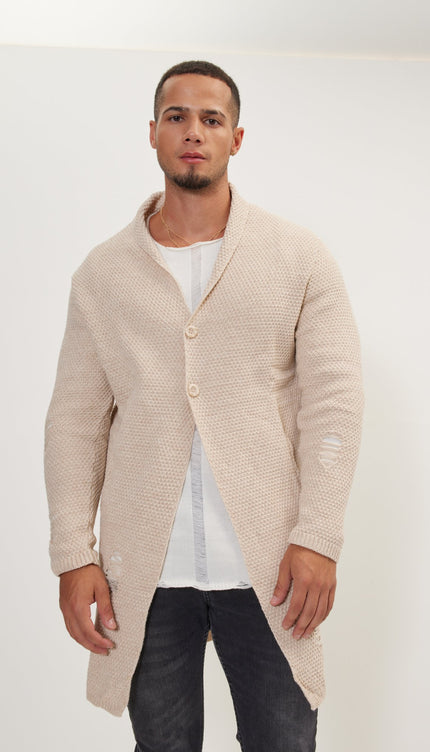 Distorted Knitted Cardigan - Stone - Ron Tomson