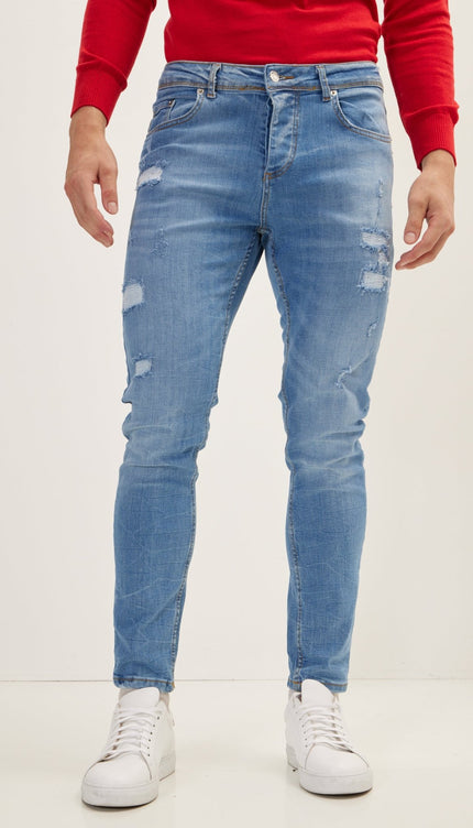 Distorted Slim Fit Jeans - Dark Blue - Ron Tomson