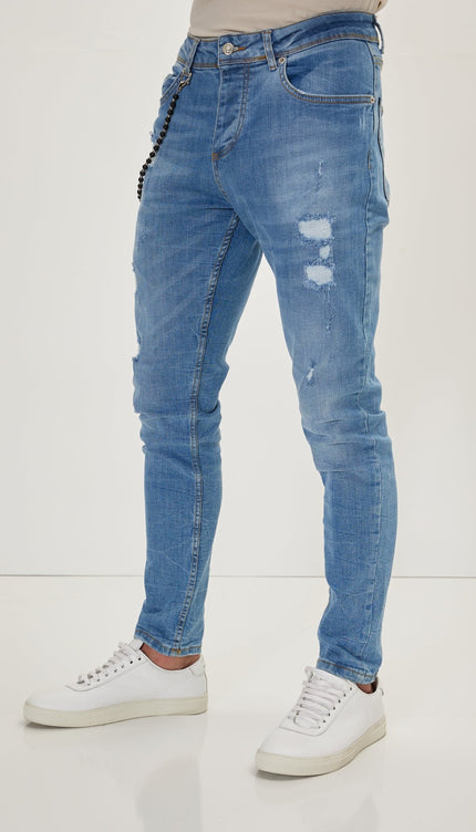 Distorted Slim Fit Jeans - Dark Blue - Ron Tomson