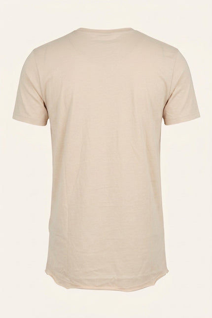 Distressed Henley T-Shirt - Stone - Back
