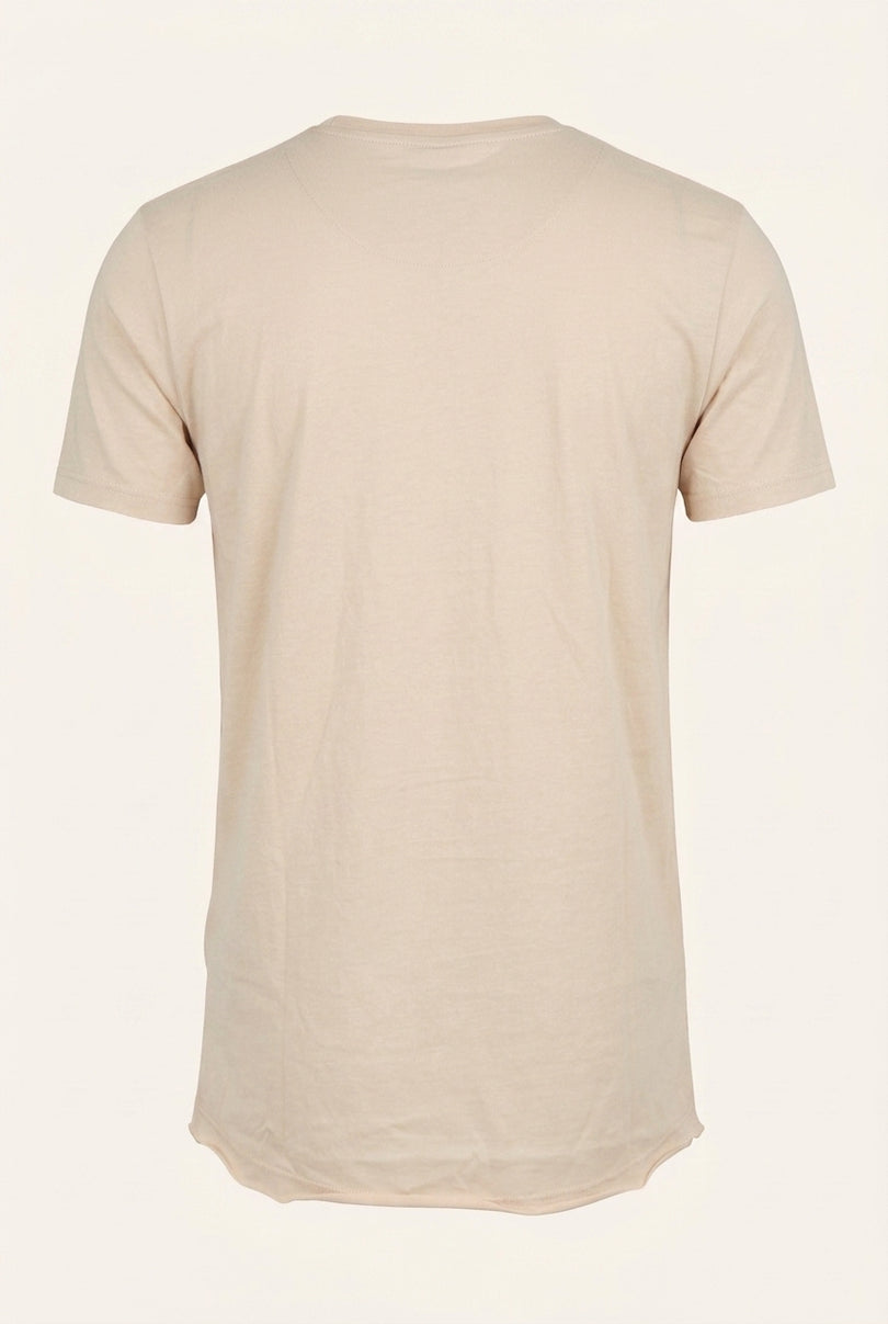 Distressed Henley T-Shirt - Stone - Back
