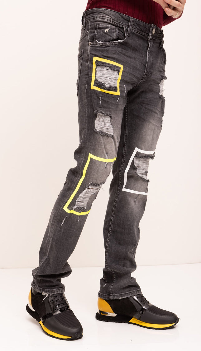 Distressed Paint Box Denim - Black Grey - Ron Tomson