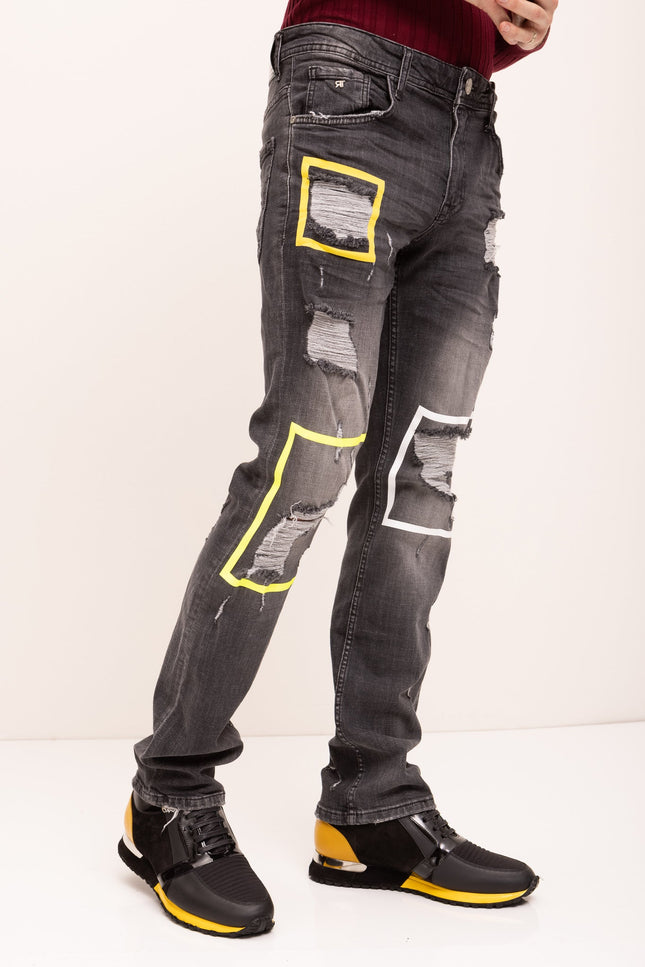 Distressed Paint Box Denim - Black Grey - Ron Tomson