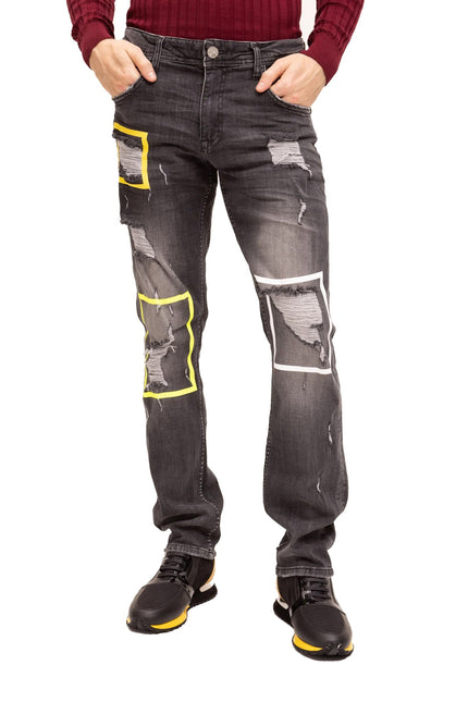 Distressed Paint Box Denim - Black Grey - Ron Tomson