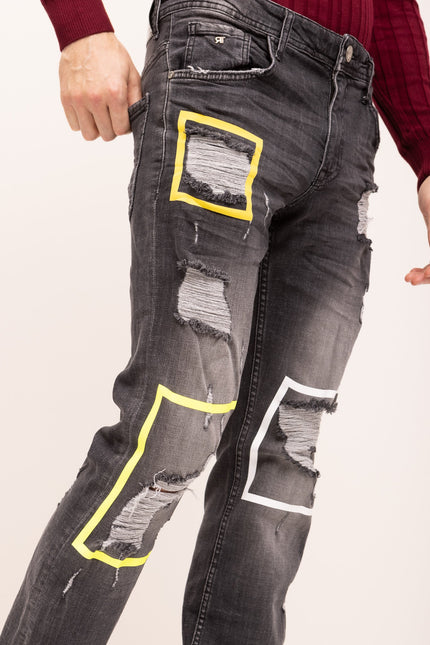 Distressed Paint Box Denim - Black Grey - Ron Tomson