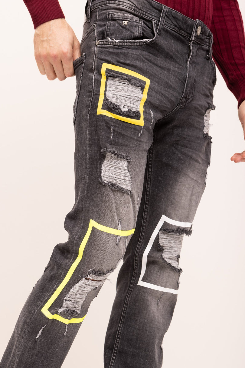 Distressed Paint Box Denim - Black Grey - Ron Tomson