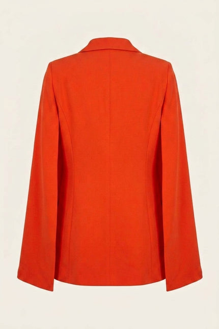 Double-Breasted Cape Blazer - Orange - Back
