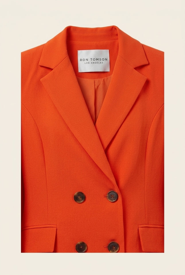 Double-Breasted Cape Blazer - Orange - Detail