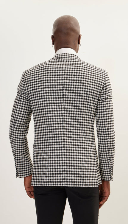 Double-Breasted Houndstooth Suit With Black Pants - Ron Tomson