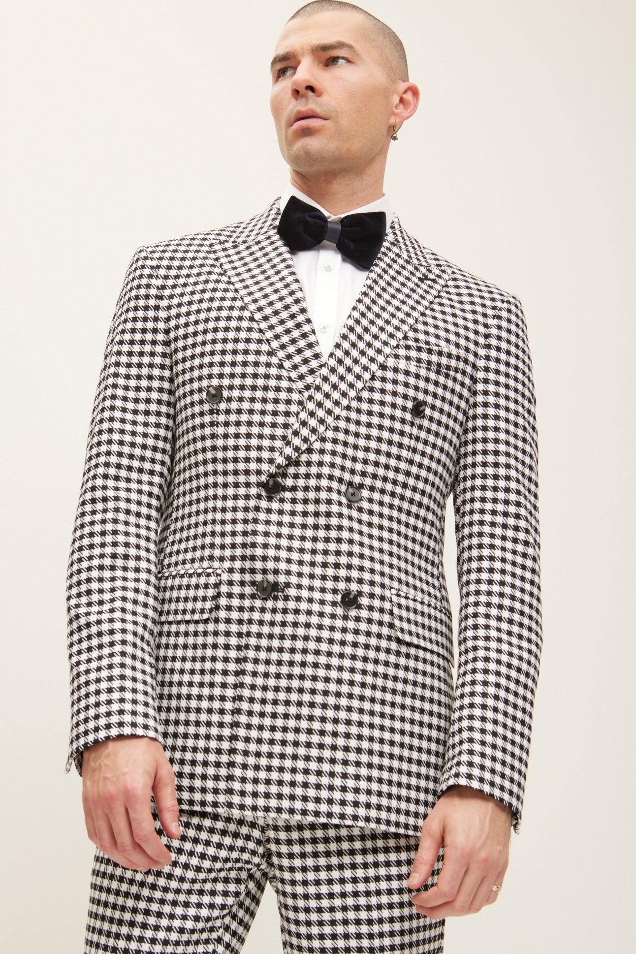 Double-Breasted Houndstooth Suit With Matching Pants - Ron Tomson