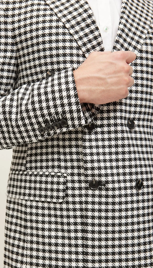 Double-Breasted Houndstooth Suit With Matching Pants - Ron Tomson