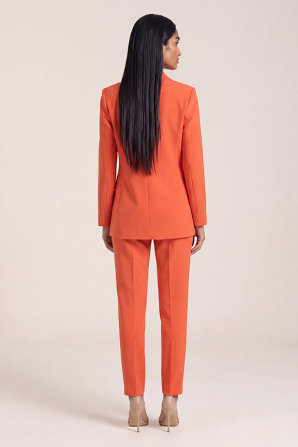 Double-Breasted Peak Lapel Blazer - Orange - back view