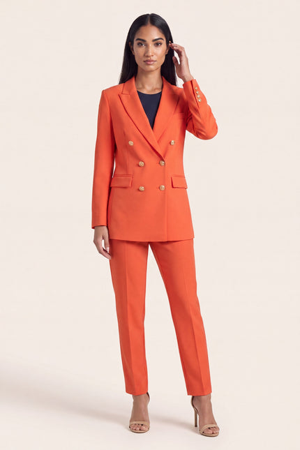 Double-Breasted Peak Lapel Blazer - Orange - front view