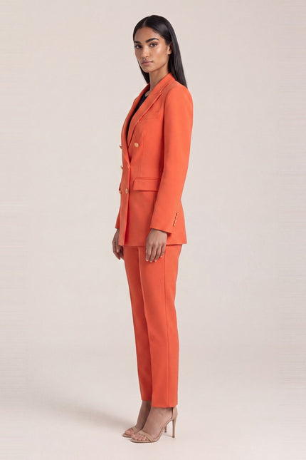Double-Breasted Peak Lapel Blazer - Orange - side view