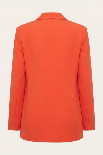 Double Breasted Relaxed Blazer - Orange - Back