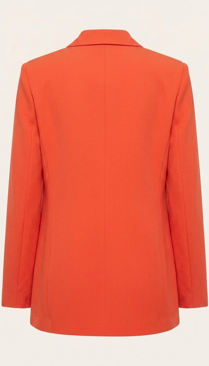 Double Breasted Relaxed Blazer - Orange - Back