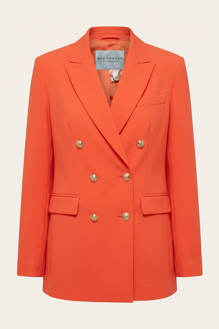 Double Breasted Relaxed Blazer - Orange - Front
