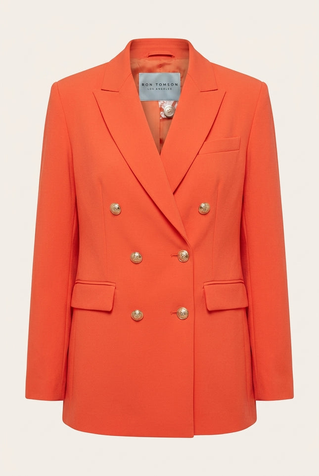 Double Breasted Relaxed Blazer - Orange - Front