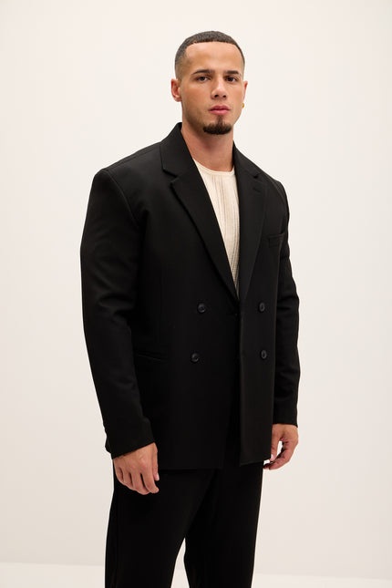 Double Breasted Super Relaxed Jacket - Black - Ron Tomson