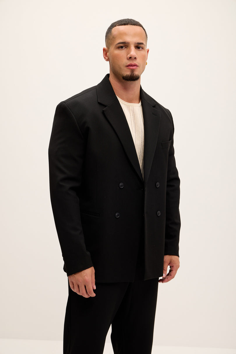Double Breasted Super Relaxed Jacket - Black - Ron Tomson