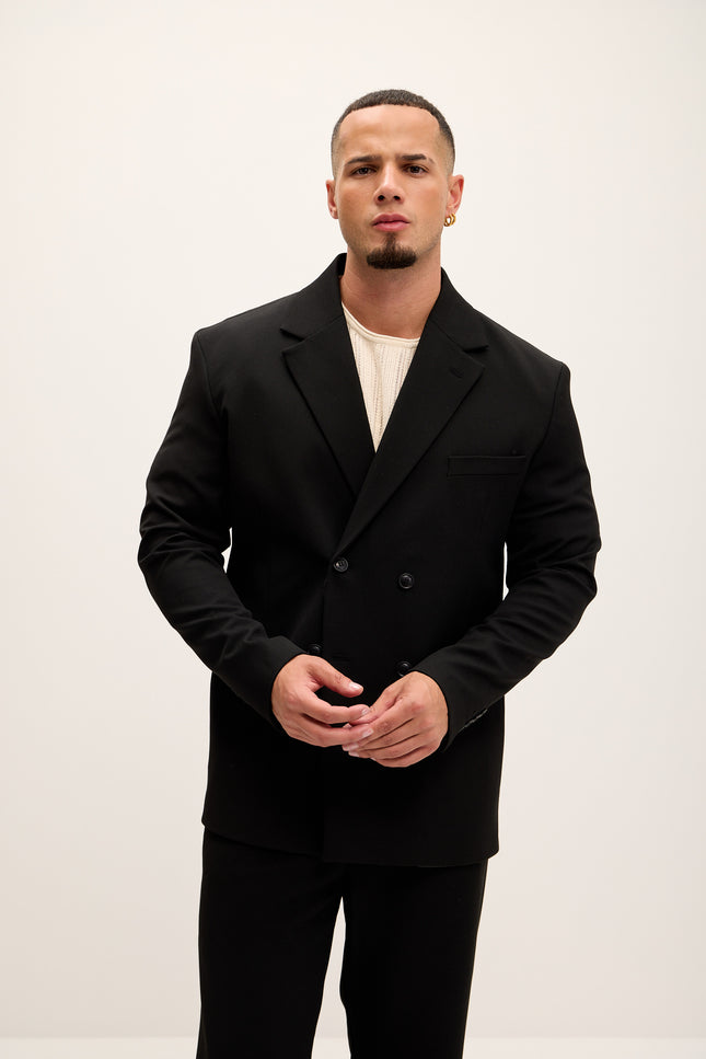 Double Breasted Super Relaxed Jacket - Black - Ron Tomson