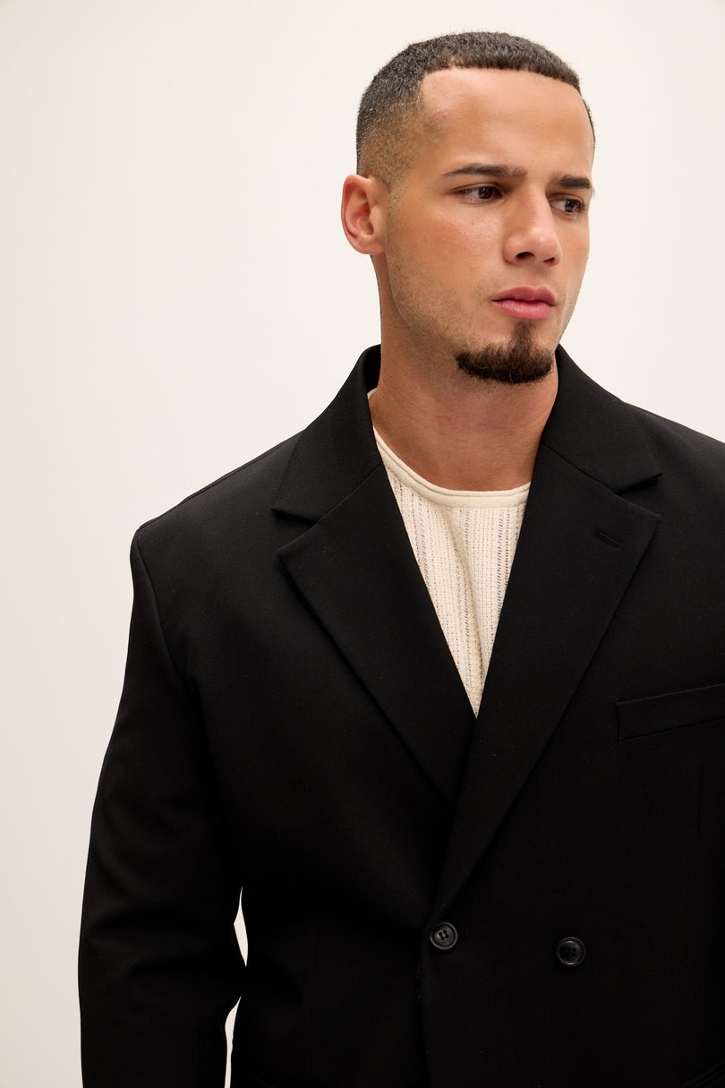 Double Breasted Super Relaxed Jacket - Black - Ron Tomson