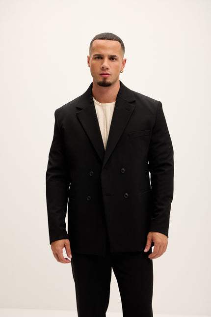 Double Breasted Super Relaxed Jacket - Black - Ron Tomson