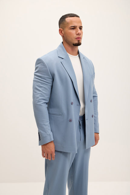 Double Breasted Super Relaxed Jacket - Blue - Ron Tomson