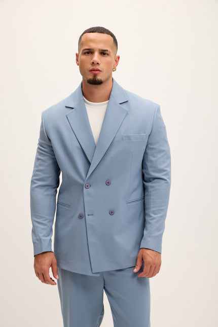 Double Breasted Super Relaxed Jacket - Blue - Ron Tomson