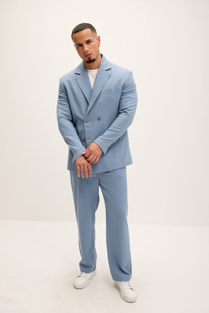 Double Breasted Super Relaxed Jacket - Blue - Ron Tomson