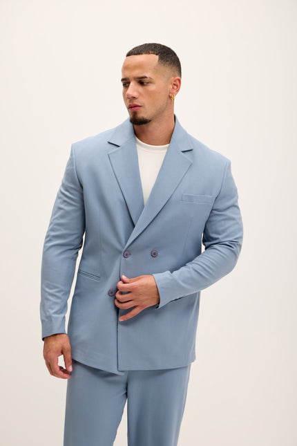 Double Breasted Super Relaxed Jacket - Blue - Ron Tomson