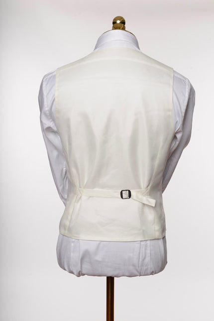 Double Breasted U-Shaped Vest - White - Ron Tomson