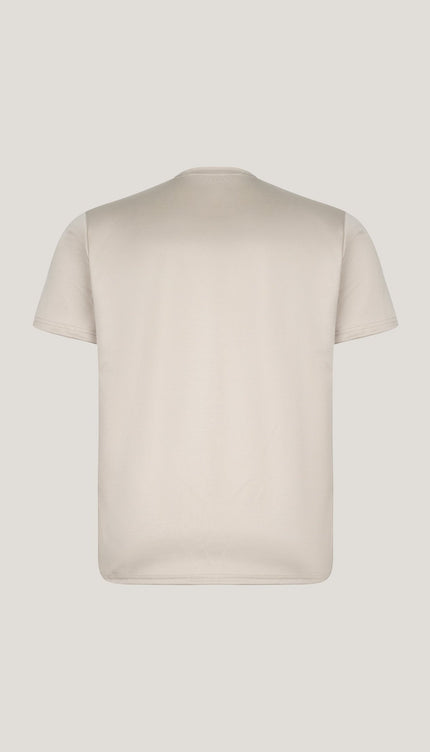 Double Knitted Luxurious Glow Crew Neck T-Shirt - Beige - Ron Tomson