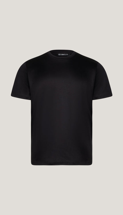 Double Knitted Luxurious Glow Crew Neck T-Shirt - Black - Ron Tomson