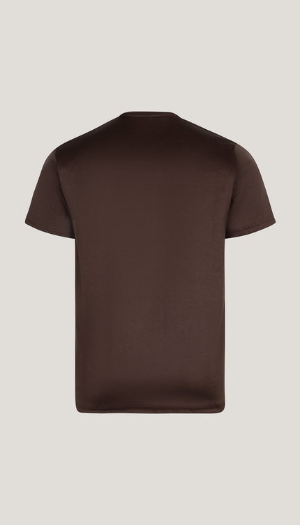 Double Knitted Luxurious Glow Crew Neck T-Shirt - Brown - Ron Tomson