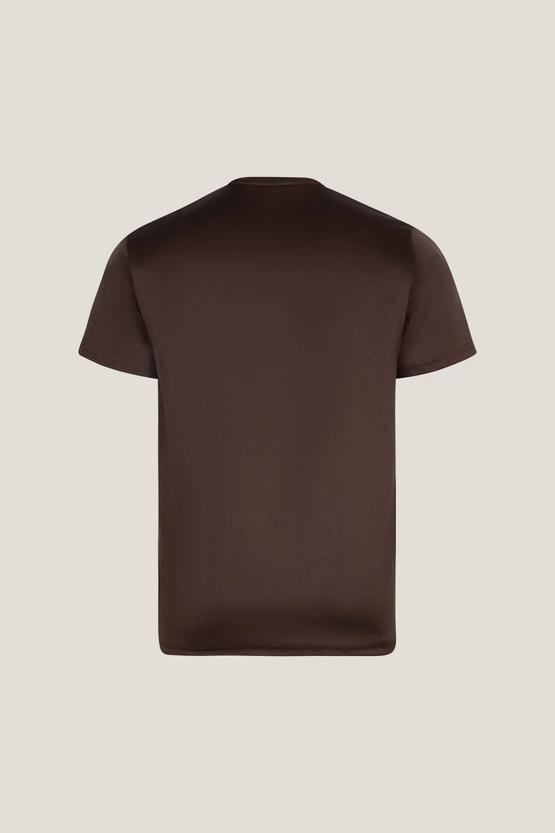 Double Knitted Luxurious Glow Crew Neck T-Shirt - Brown - Ron Tomson