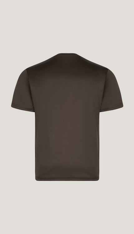 Double Knitted Luxurious Glow Crew Neck T-Shirt - Olive Green - Ron Tomson