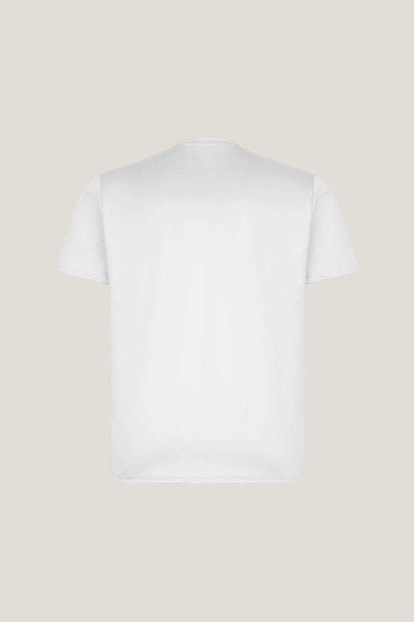 Double Knitted Luxurious Glow Crew Neck T-Shirt - White - Ron Tomson